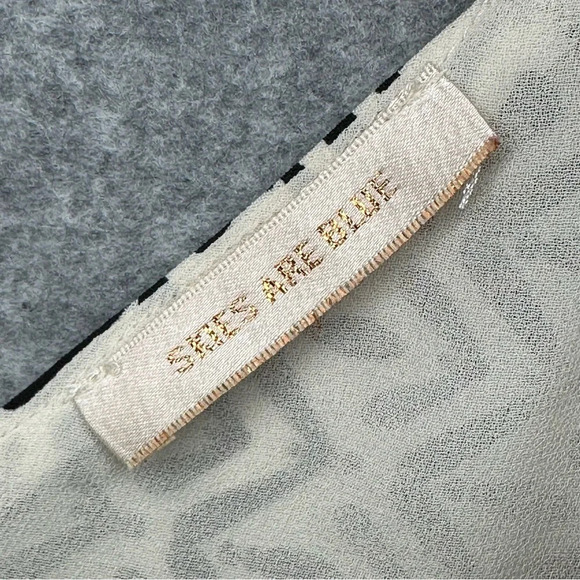 Skies are Blue Border Floral Print Halter Split-Neck Sleeveless Shift Dress M - Picture 6 of 8